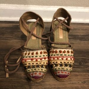 Anthropologie Apepazza Embroidered Wedge Shoe